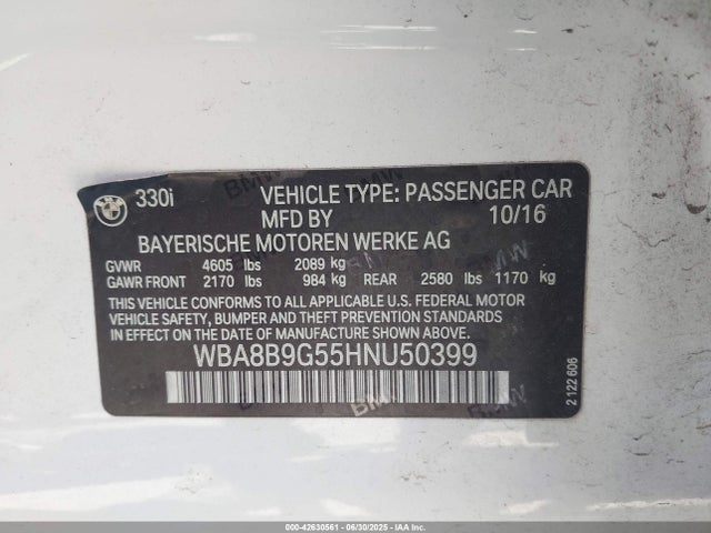 WBA8B9G55HNU50399 BMW 2017