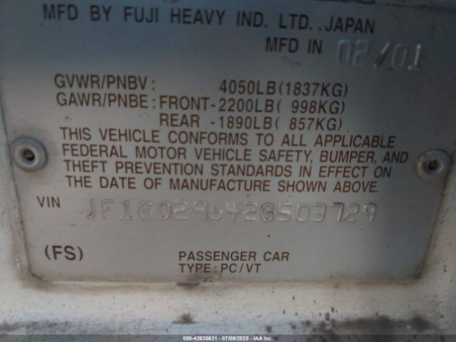 2002 SUBARU IMPREZA JF1GD29642G503729 Photo 8