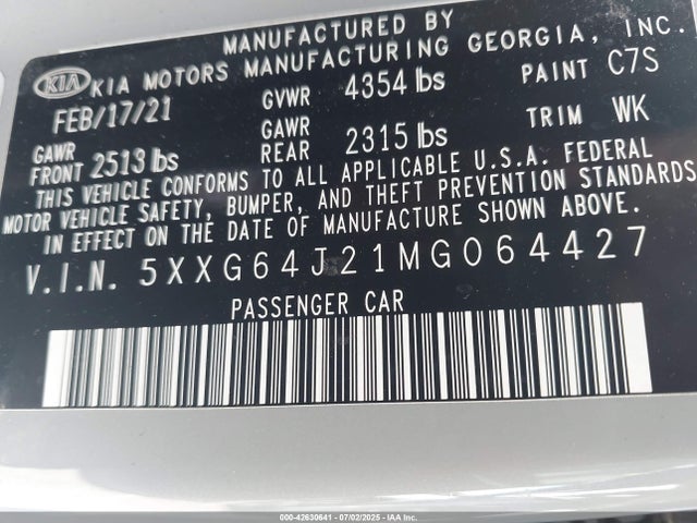 5XXG64J21MG064427 KIA t-gdi gamma ii