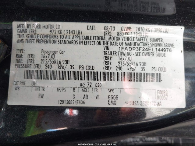 1FADP3F24EL144976 Ford 2014