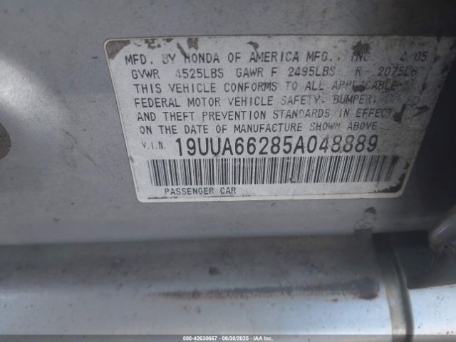 2005 ACURA TL 19UUA66285A048889 Photo 8