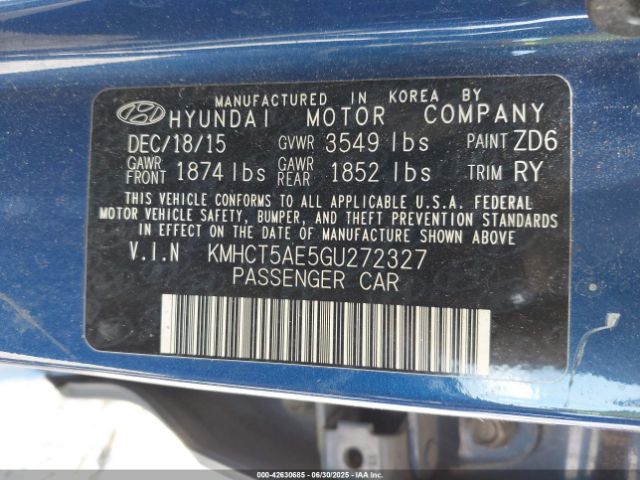 KMHCT5AE5GU272327 Hyundai dohc gdi gamma