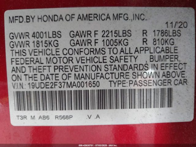 2021 ACURA ILX 19UDE2F37MA001650 Photo 8