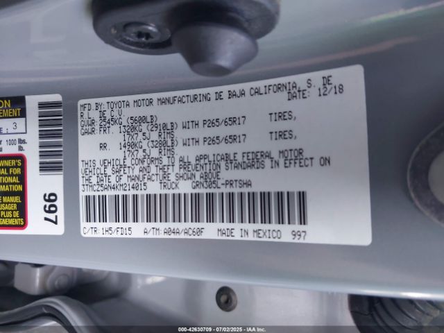 2019 TOYOTA TACOMA 3TMCZ5AN4KM214015 Photo 8