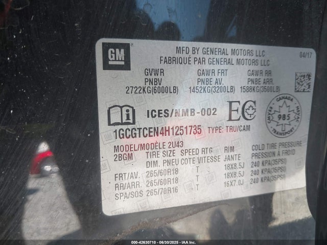 1GCGTCEN4H1251735 Chevrolet lg2 - di: direct injection, vvt: variable valve timing, alum, var2, gen2