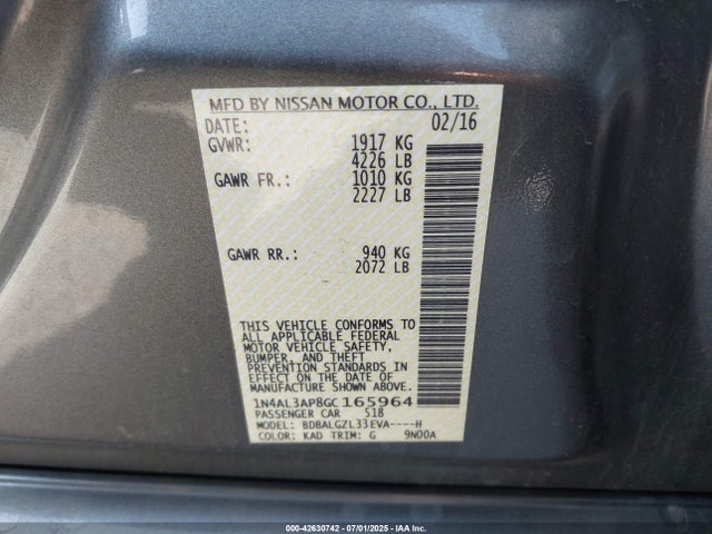 1N4AL3AP8GC165964 Nissan 2016