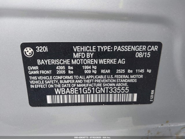 WBA8E1G51GNT33555 BMW 320i