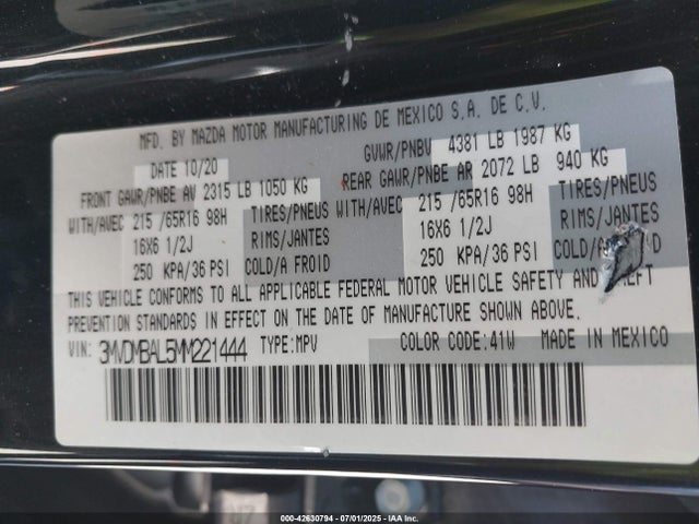 3MVDMBAL5MM221444 Mazda py