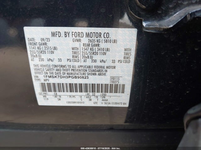 Ford ti-vct 2023 1FMSK7DH3PGB90823 Image 9