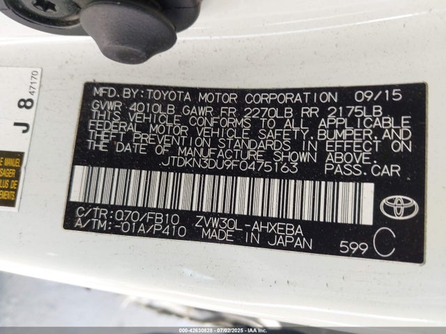 JTDKN3DU9F0475163 Toyota 2zr-fxe+3jm