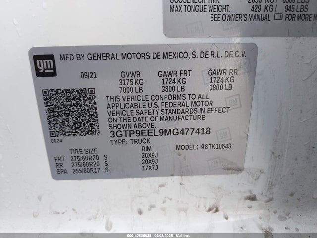 3GTP9EEL9MG477418 GMC l87 - di dfm, alum, gen 5