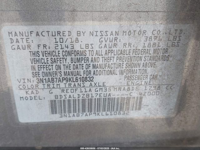 2019 NISSAN SENTRA 3N1AB7AP9KL610832 Photo 8
