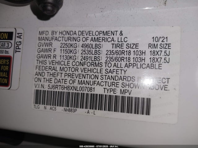5J6RT6H8XNL007081 Honda lfb2