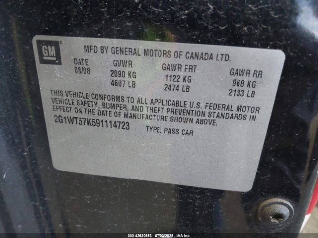 2009 CHEVROLET IMPALA 2G1WT57K591114723 Photo 8