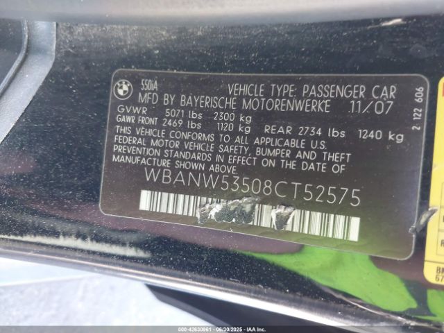 2008 BMW 550I WBANW53508CT52575 Photo 8