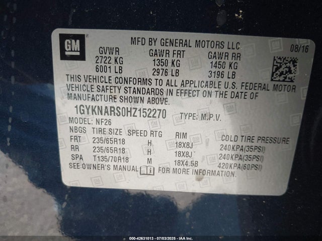2017 CADILLAC XT5 1GYKNARS0HZ152270 Photo 8