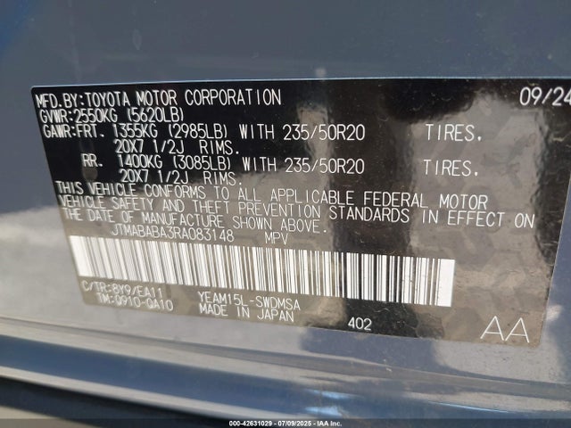 Subaru 1ym motor 2024 JTMABABA3RA083148 Image 9