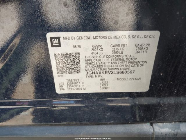 2020 CHEVROLET EQUINOX 3GNAXKEV2LS680567 Photo 8