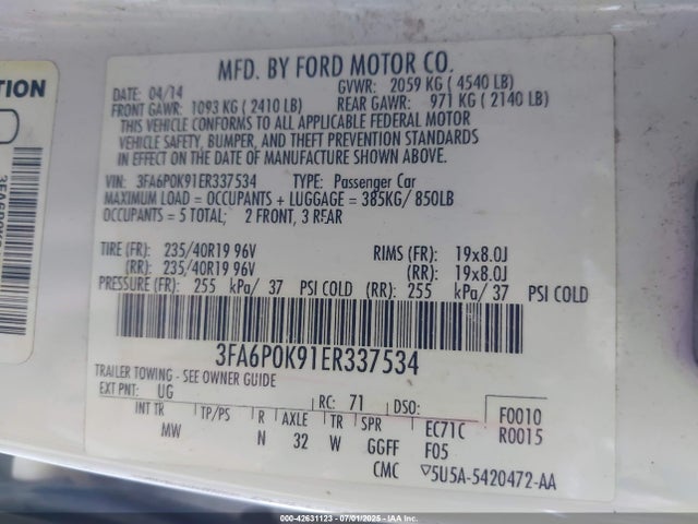 Ford FUSION TIT 2014 3FA6P0K91ER337534 Image 21