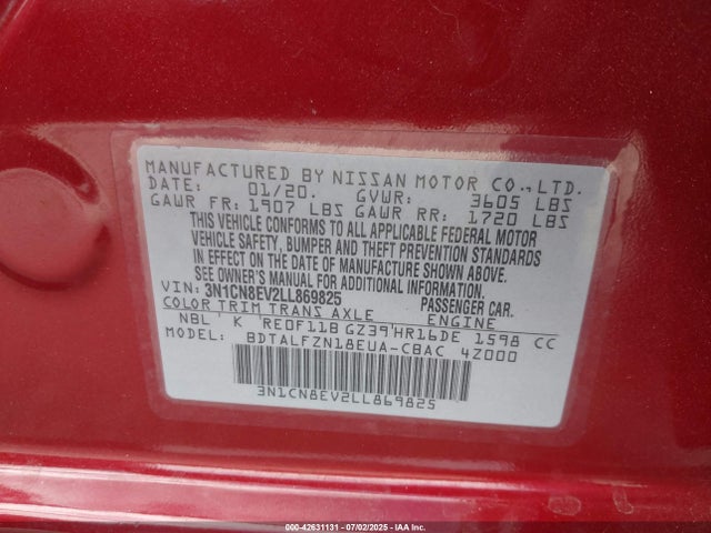 Nissan 2020 2020 3N1CN8EV2LL869825 Image 9