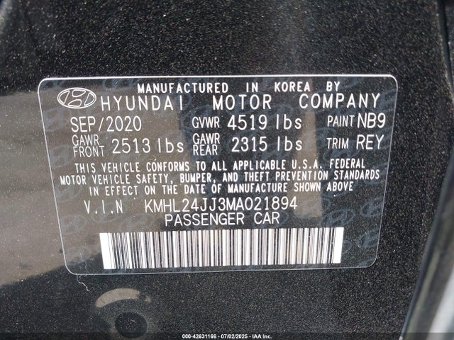 KMHL24JJ3MA021894 Hyundai gdi nu pe + hev