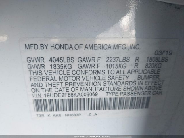 2019 ACURA ILX 19UDE2F86KA006069 Photo 8