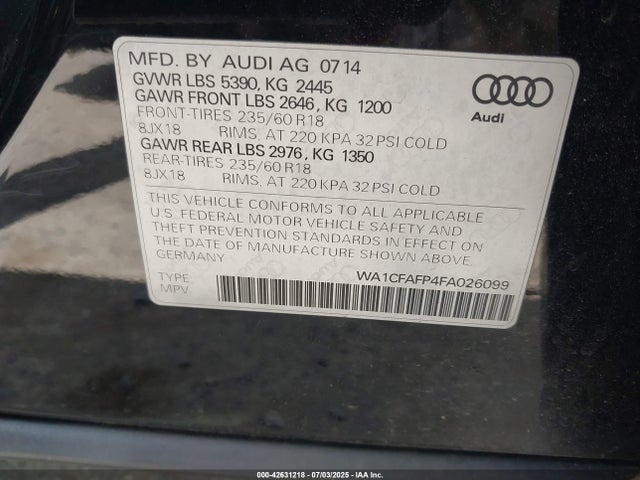 WA1CFAFP4FA026099 Audi flex fuel capable engine