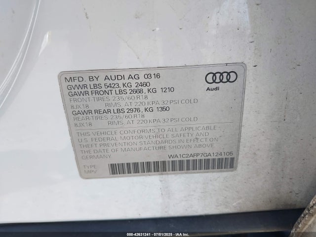 2016 AUDI Q5 WA1C2AFP7GA124105 Photo 8