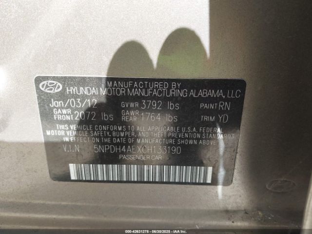 2012 HYUNDAI ELANTRA 5NPDH4AEXCH133190 Photo 8