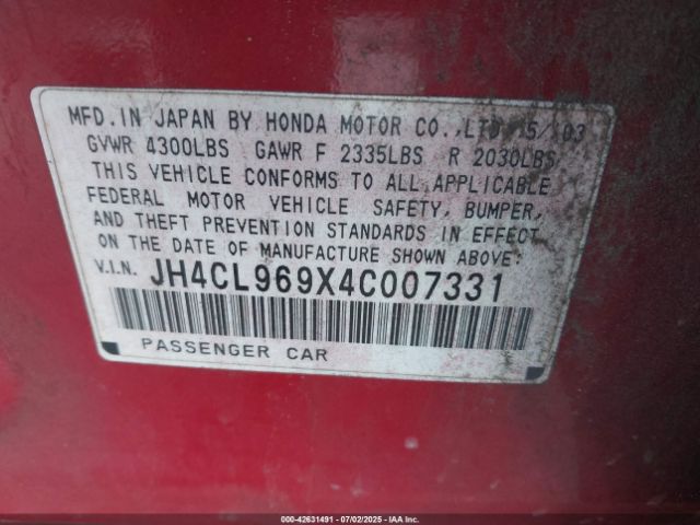 2004 ACURA TSX JH4CL969X4C007331 Photo 8