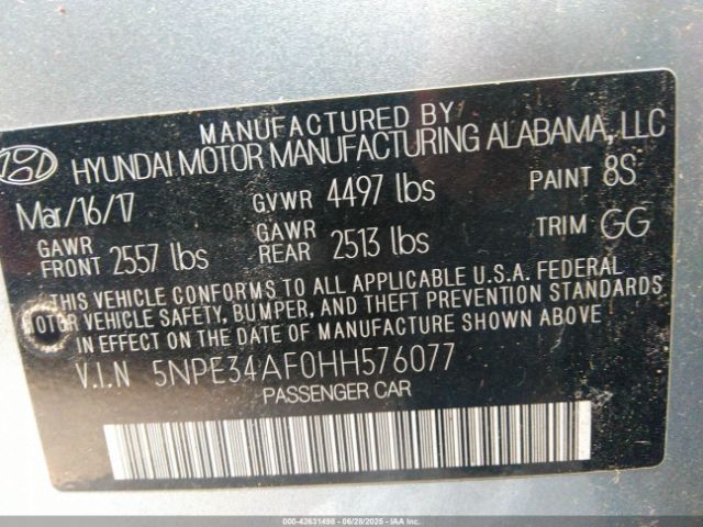 5NPE34AF0HH576077 Hyundai 2017