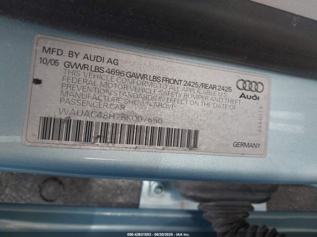 2006 AUDI A4 WAUAC48H76K007650 Photo 8
