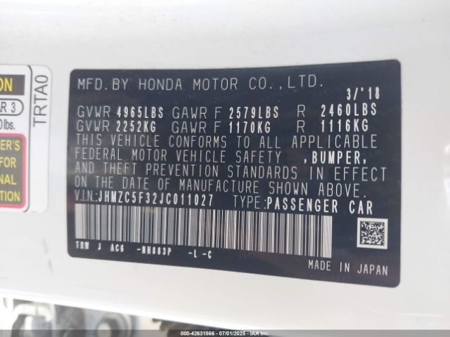 2018 HONDA CLARITY PLUG-IN HYBRID JHMZC5F32JC011027 Photo 8