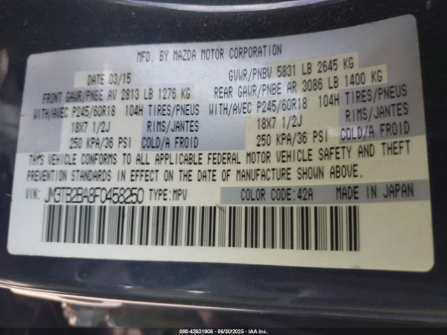 2015 MAZDA CX-9 JM3TB2BA8F0458250 Photo 8