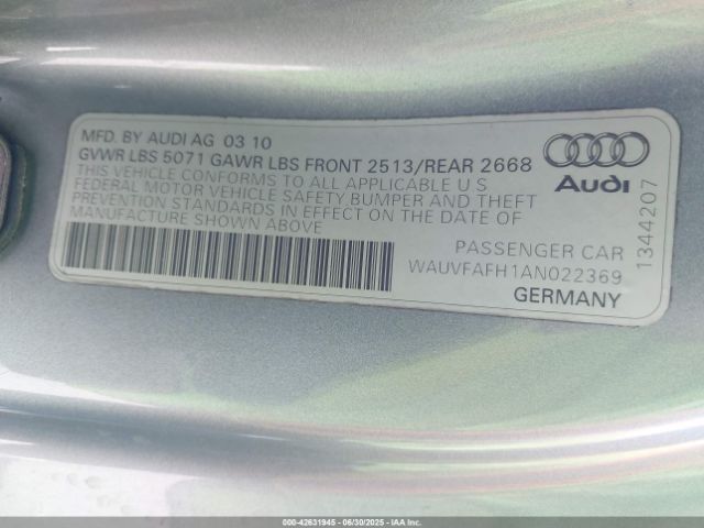 2010 AUDI A5 WAUVFAFH1AN022369 Photo 8