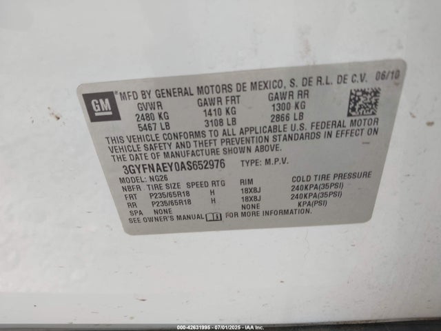 2010 CADILLAC SRX 3GYFNAEY0AS652976 Photo 8