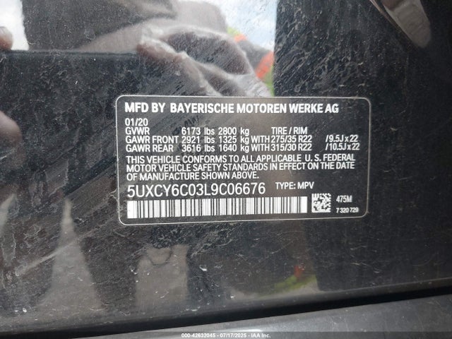 5UXCY6C03L9C06676 BMW X6
