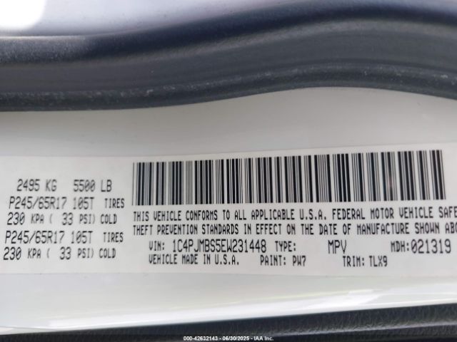 1C4PJMBS5EW231448 Jeep Cherokee