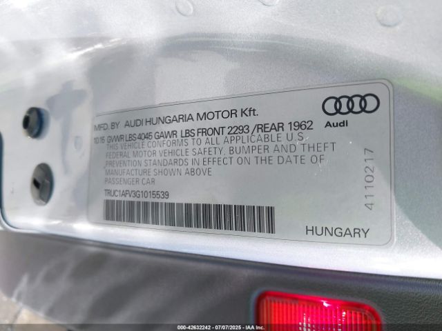 2016 AUDI TTS TRUC1AFV3G1015539 Photo 8