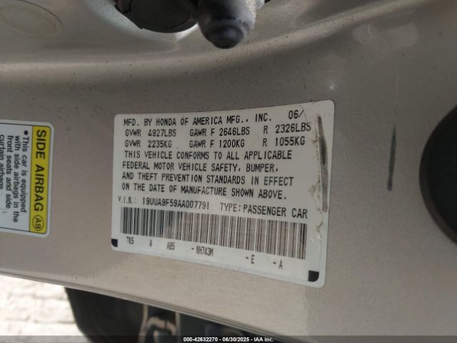 2010 ACURA TL 19UUA9F59AA007791 Photo 8