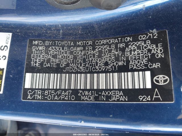 2012 TOYOTA PRIUS V JTDZN3EU1C3097511 Photo 8