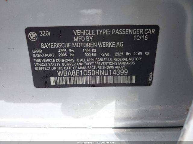 2017 BMW 320I WBA8E1G50HNU14399 Photo 8