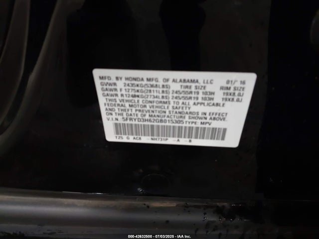 5FRYD3H62GB015305 Acura Mdx Technology Entertainment Packages/technology