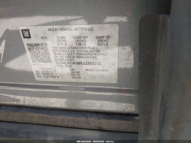 1GNERGKW9JJ253231 Chevrolet lfy - spark ignited direct injection, atss, gen 1
