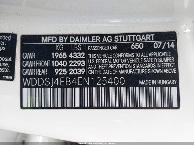 WDDSJ4EB4EN125400 Mercedes-Benz CLA-Class