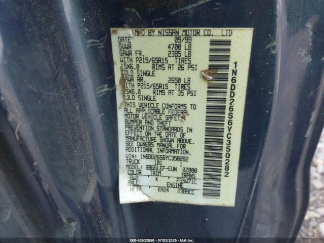 2000 NISSAN FRONTIER 1N6DD26S6YC350282 Photo 8