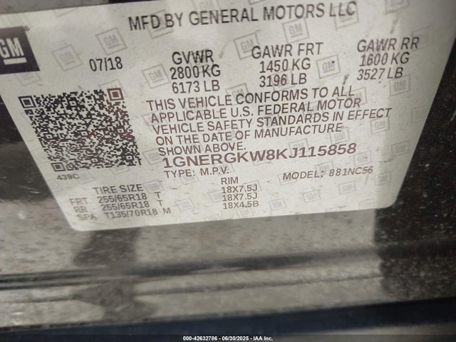 1GNERGKW8KJ115858 Chevrolet lfy - spark ignited direct injection, atss, gen 1