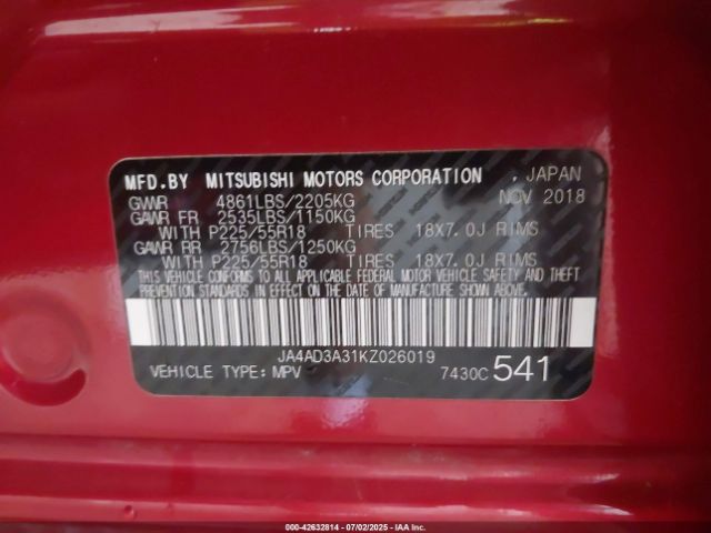 2019 MITSUBISHI OUTLANDER JA4AD3A31KZ026019 Photo 8