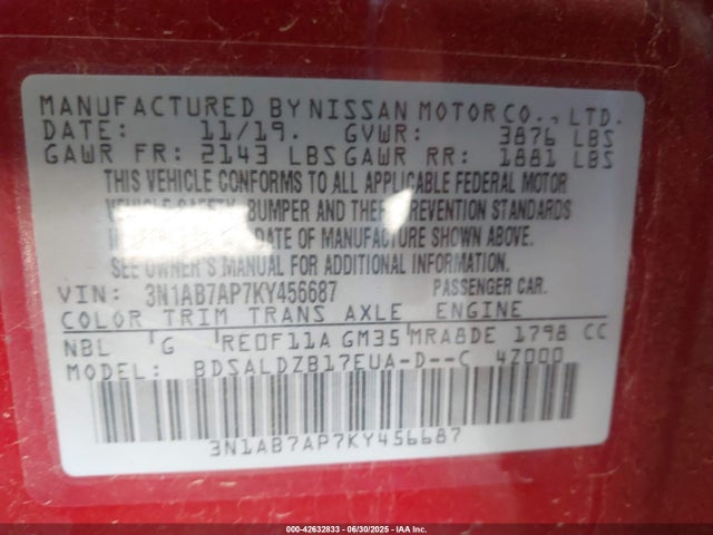 Nissan 2019 2019 3N1AB7AP7KY456687 Image 9