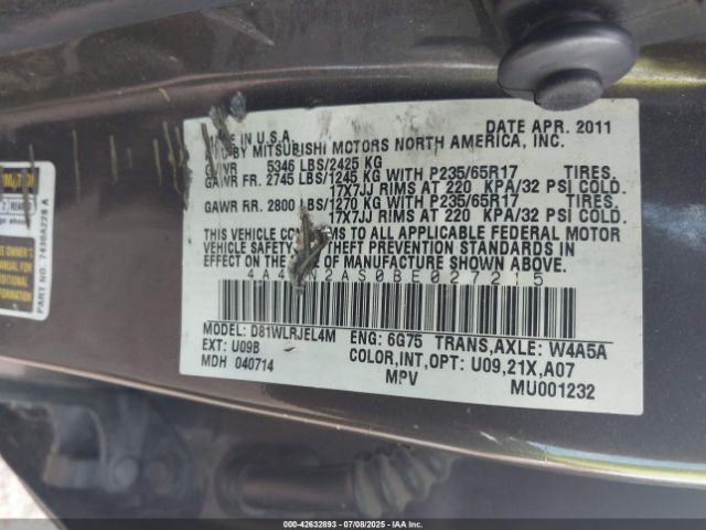 2011 MITSUBISHI ENDEAVOR 4A4JN2AS0BE027215 Photo 8